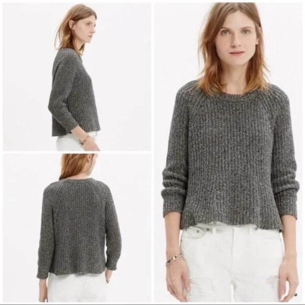 Madewell Knit Sweater Gray Knit Crop S